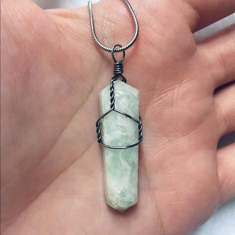 SOLD Wrapped Lepidolite Crystal Pendant Necklace